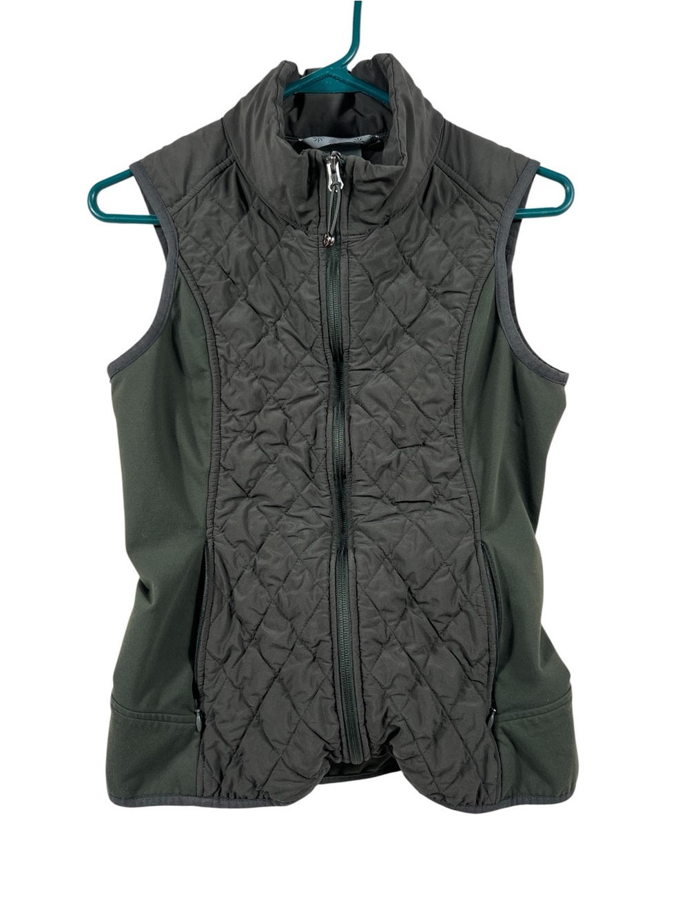 ATHLETA women's quilted activewear vest in Olive Green size MEDIUM